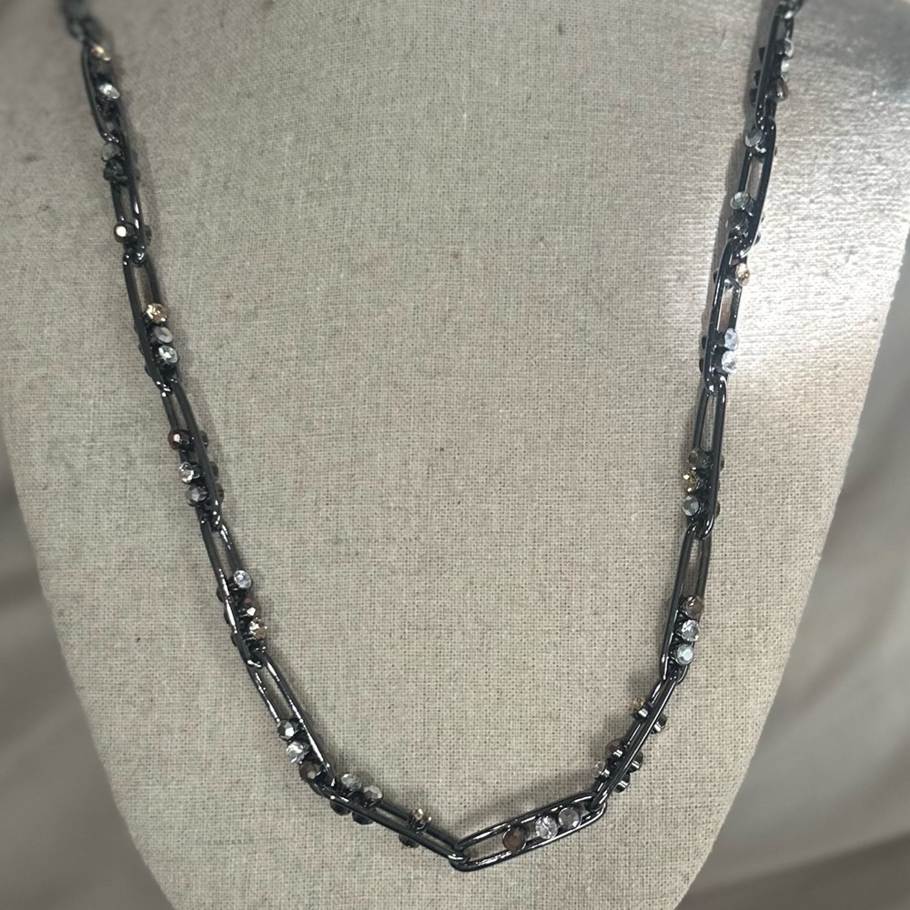 Still & Dot Sparkle and Link Necklace-Hematite